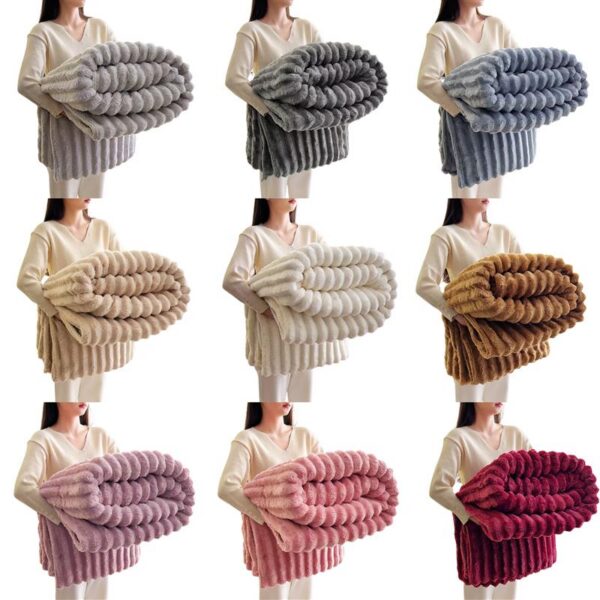 STRIPE_FLEECE_THROW Stripe Fleece Throw – Ultra Plush Ribbed Blanket